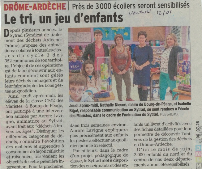 Animations scolaires avec le SYTRAD