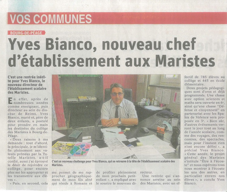 Nouveau chef d'établissement aux Maristes