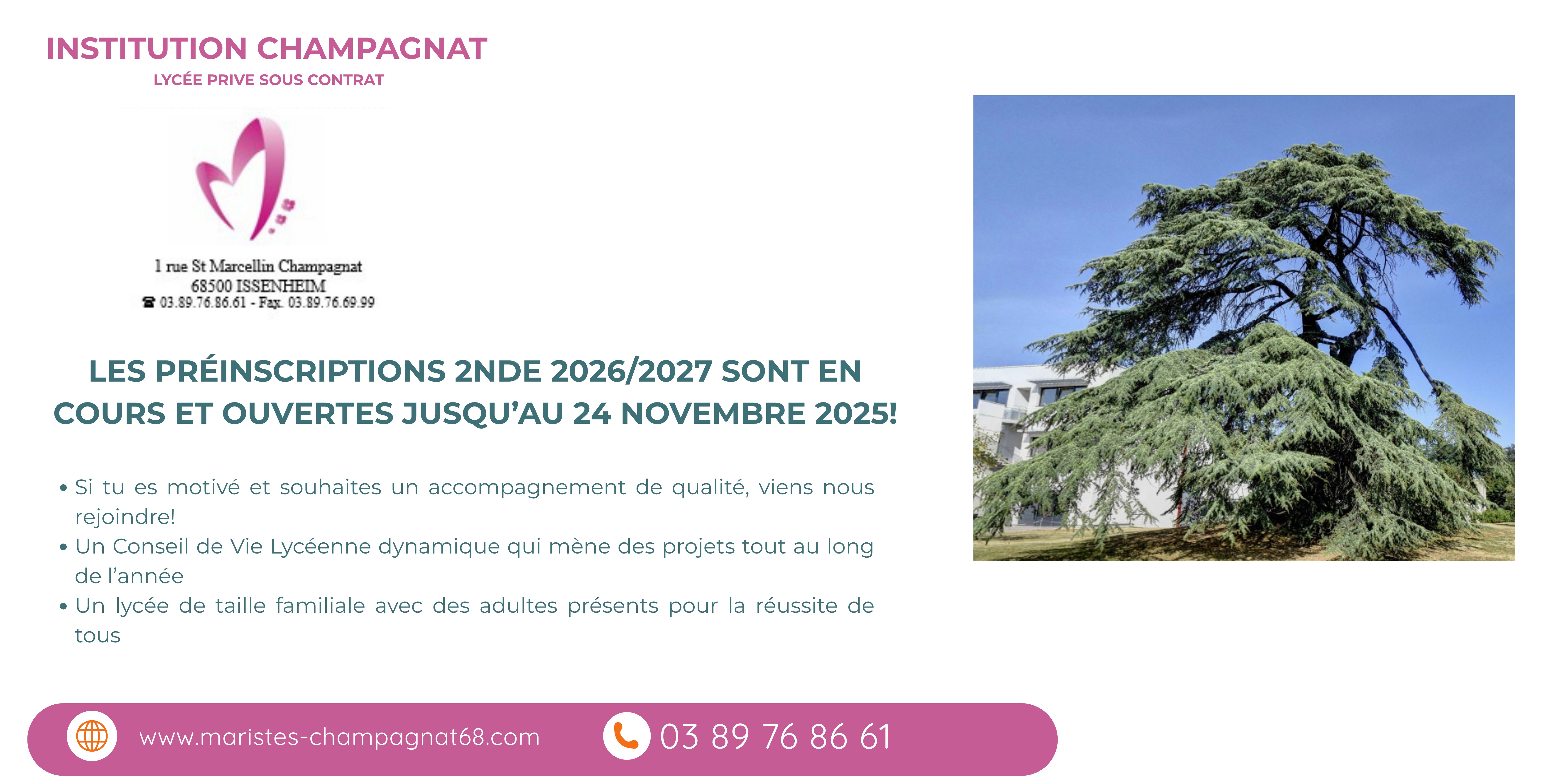 Ouverture des préinscriptions 2nde 2026/2027