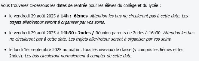 Rentrée scolaire 2025 Collège et lycée