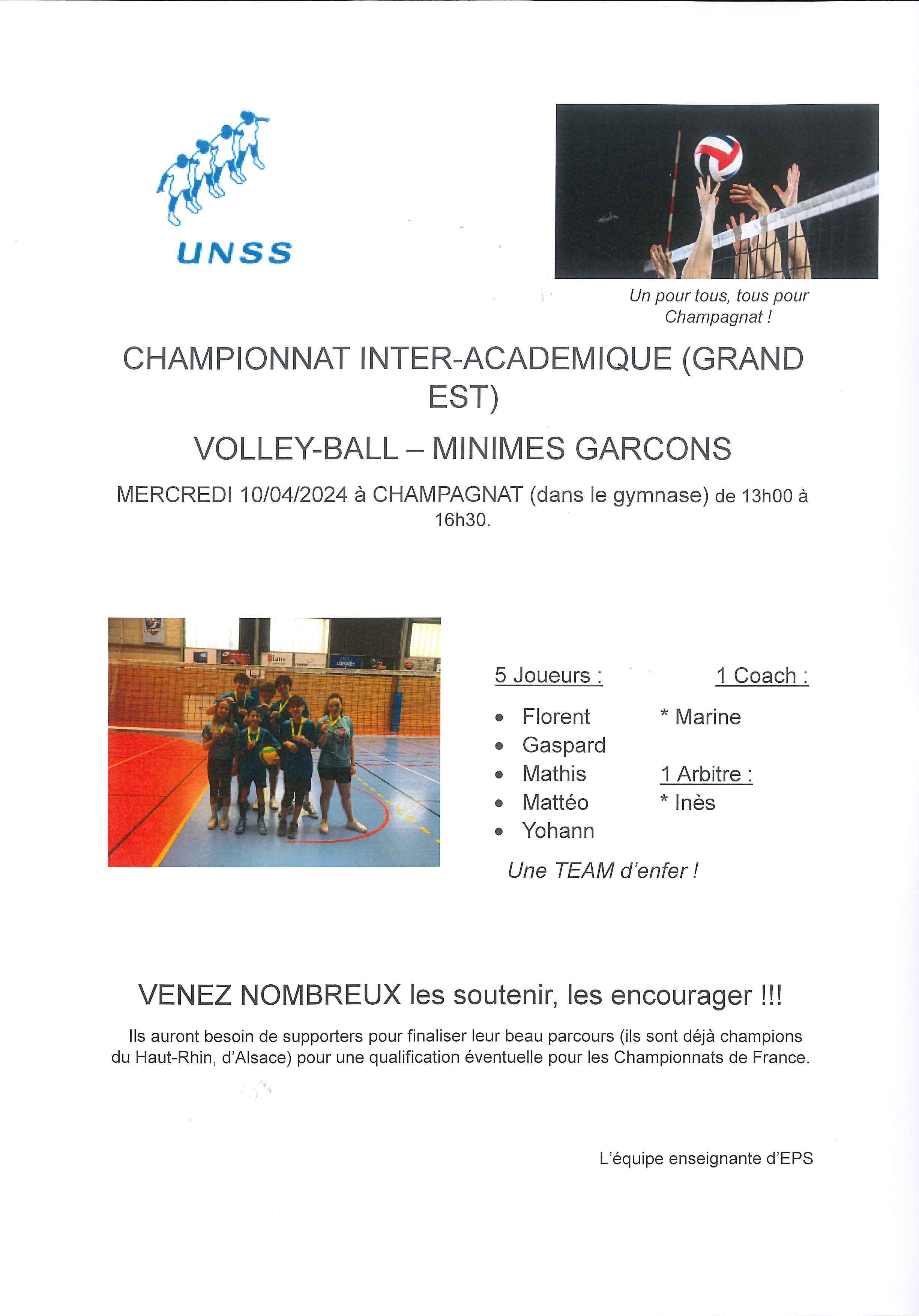Championnat inter-académique UNSS Volley minimes garçons