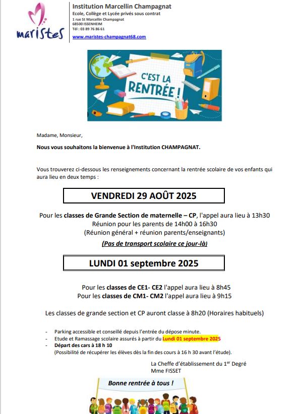 Rentrée scolaire 2025 