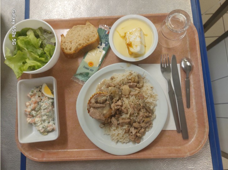 Plateau type repas du jour