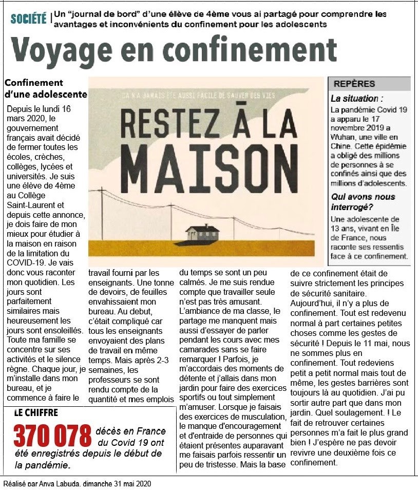 Le confinement vu par les 4° FH