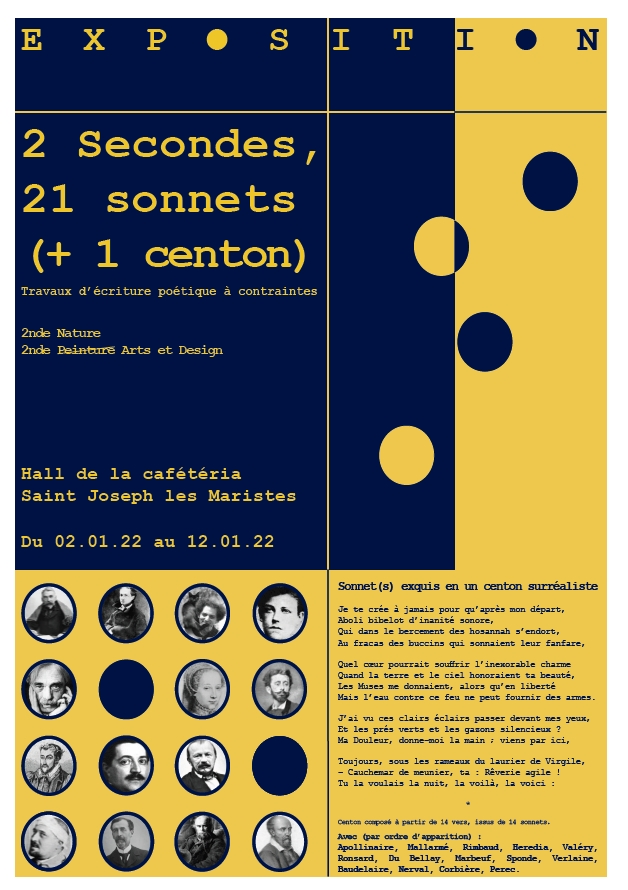 EXPOSITION – « 2 Secondes, 21 sonnets (+ 1 centon) »