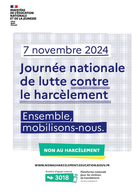 JOURNEE NATIONALE DE LUTTE CONTRE LE HARCELEMENT SCOLAIRE