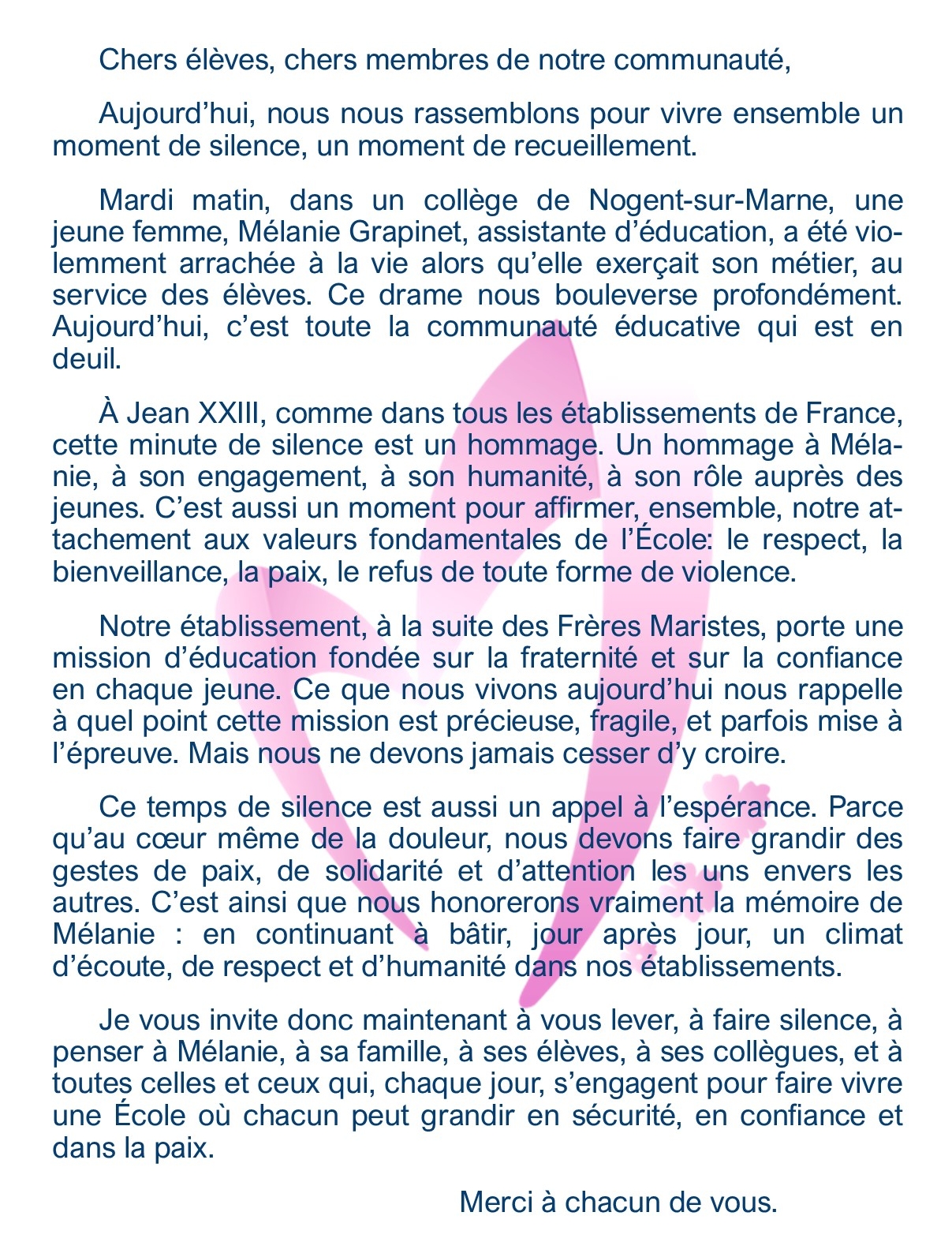 Hommage et espérance