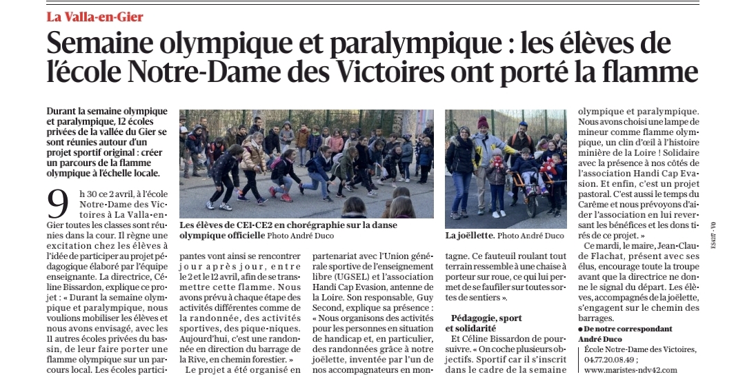 La flamme olympique des écoles privées traverse la Vallée du Gier