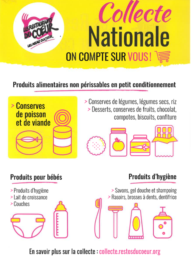 Action de Carême : collecte de denrées pour les Restos du Coeur 